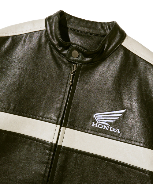Engineered Leather Motorcycle Jacket Charcoal（ライダース