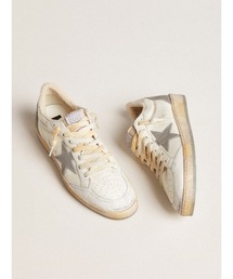 GOLDEN GOOSE（ゴールデングース）の「Ball Star ナッパレザー ラバースター＆レザーヒールタブ（シルバー）（スニーカー）」