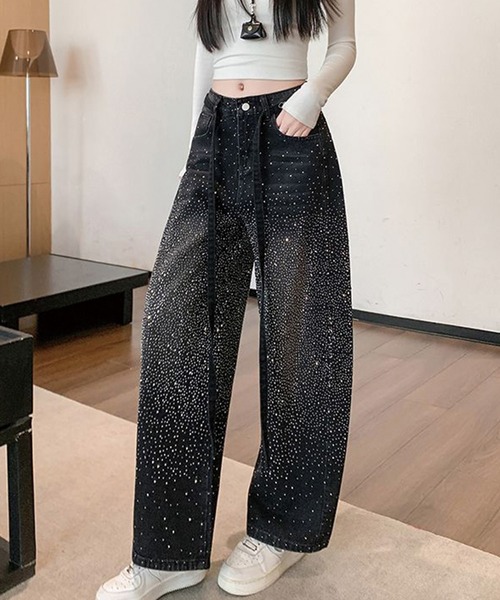 ADDITION STORE(アディションストア)の「スパンコール ハイウエスト ワイドデニムパンツ / asrino(デニムパンツ・レディース・ブラック・X-LARGE/LARGE/MEDIUM/SMALL)」の7枚目の写真