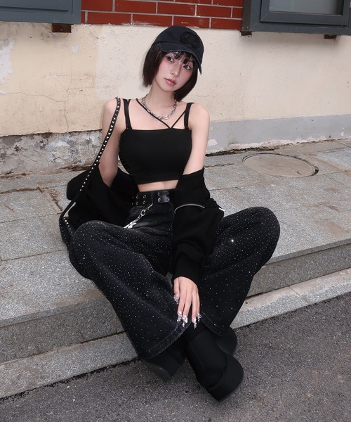 ADDITION STORE(アディションストア)の「スパンコール ハイウエスト ワイドデニムパンツ / asrino(デニムパンツ・レディース・ブラック・X-LARGE/LARGE/MEDIUM/SMALL)」の2枚目の写真