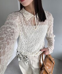 2WAYストレッチレースポロトップス