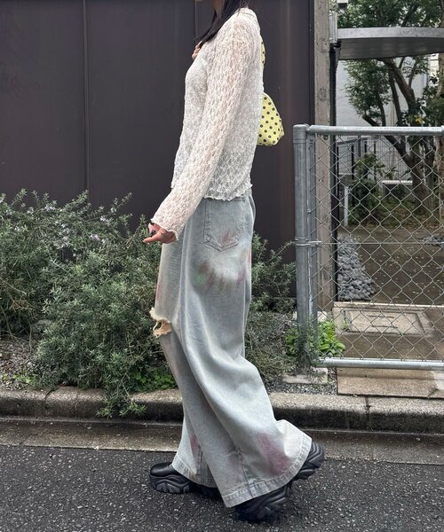 CIAOPANIC(チャオパニック)の「2WAYストレッチレースポロトップス(Tシャツ/カットソー・レディース・ホワイト/ブラック/アイボリー・ONE SIZE)」の6枚目の写真