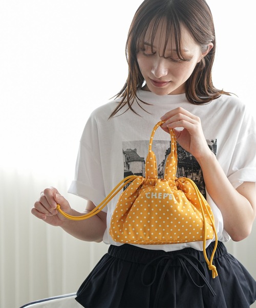 mili an deni(ミリアンデニ)の「ドット保冷ぽこぽこランチバッグ(エコバッグ/サブバッグ・レディース・ピンク/イエロー/ベージュ/ブラック・F)」の9枚目の写真