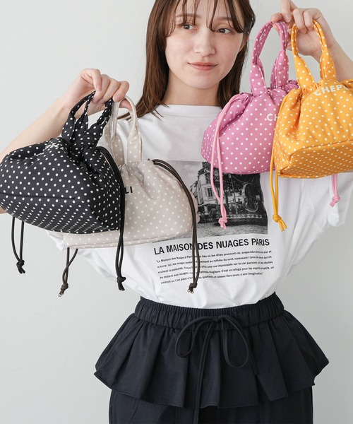 mili an deni(ミリアンデニ)の「ドット保冷ぽこぽこランチバッグ(エコバッグ/サブバッグ・レディース・ピンク/イエロー/ベージュ/ブラック・F)」の15枚目の写真