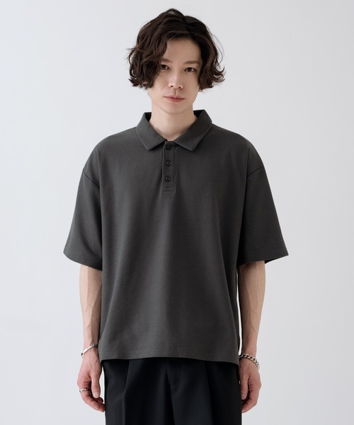 NULL(ヌル)の「【nl】【Unisex】鹿の子 ポロシャツ(ポロシャツ・メンズ・アイボリー/チャコール・MEDIUM/LARGE)」の2枚目の写真