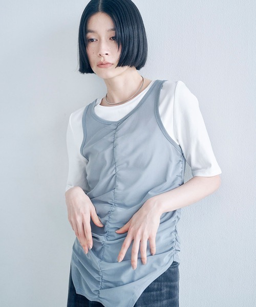 Obis&(オビスアンド)の「5分袖カーブヘムTシャツ【二の腕&おなかをカバー】(Tシャツ/カットソー・レディース・ブラック/ブラウン/ホワイト・FREE)」の20枚目の写真