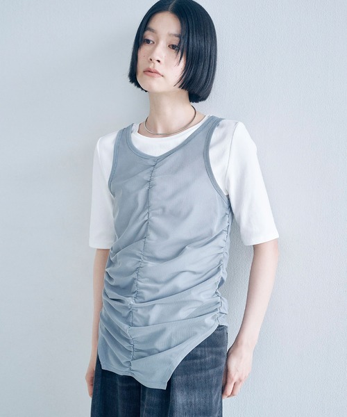 Obis&(オビスアンド)の「5分袖カーブヘムTシャツ【二の腕&おなかをカバー】(Tシャツ/カットソー・レディース・ブラック/ブラウン/ホワイト・FREE)」の21枚目の写真