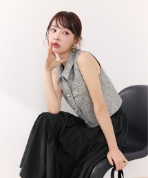 rienda（リエンダ）の「【セットアップ対応】ノースリーブツイードトップス 春服 夏服（ベスト）」