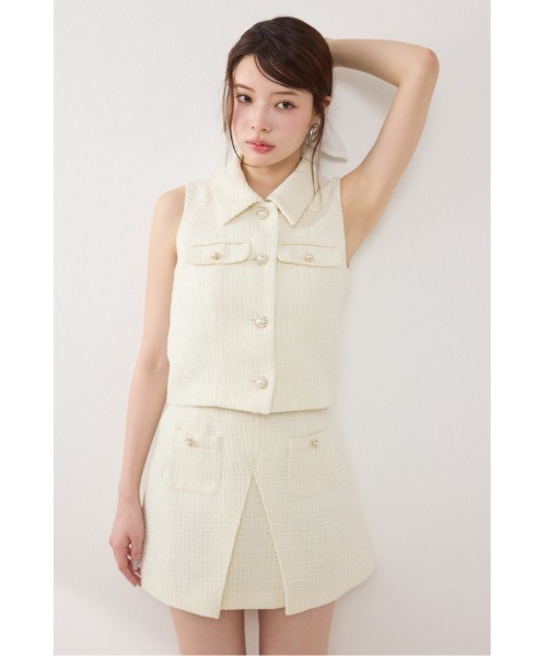 rienda（リエンダ）の「【AKB48着用】ノースリーブツイードトップス　春服 夏服（ベスト・レディース・ブルー/ブラック/アイボリー・MEDIUM/SMALL）」の12枚目の写真