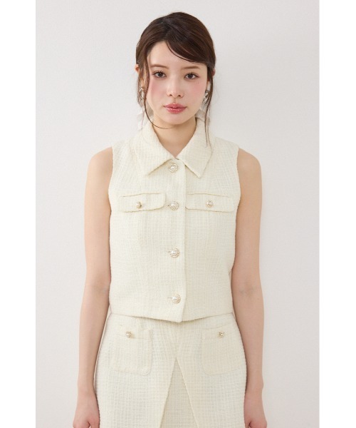 rienda（リエンダ）の「【AKB48着用】ノースリーブツイードトップス　春服 夏服（ベスト・レディース・ブルー/ブラック/アイボリー・MEDIUM/SMALL）」の14枚目の写真