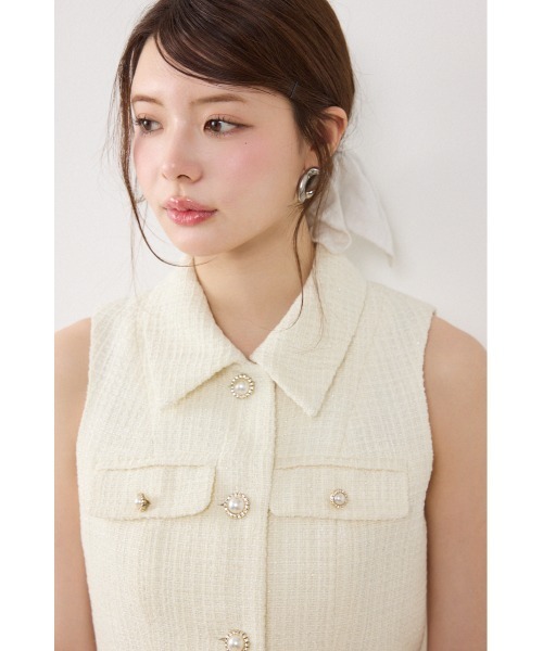 rienda（リエンダ）の「【AKB48着用】ノースリーブツイードトップス　春服 夏服（ベスト・レディース・ブルー/ブラック/アイボリー・MEDIUM/SMALL）」の20枚目の写真