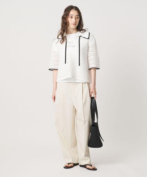 UNITED ARROWS(ユナイテッドアローズ)の「アイレット バイカラー ニット(ニット/セーター・レディース・ネイビー/オフホワイト・FREE)」の7枚目の写真