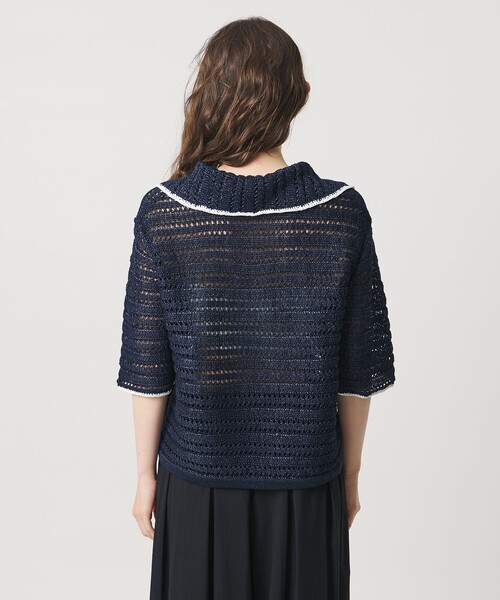 UNITED ARROWS(ユナイテッドアローズ)の「アイレット バイカラー ニット(ニット/セーター・レディース・ネイビー/オフホワイト・FREE)」の10枚目の写真