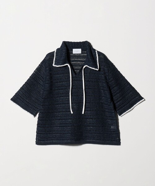 UNITED ARROWS(ユナイテッドアローズ)の「アイレット バイカラー ニット(ニット/セーター・レディース・ネイビー/オフホワイト・FREE)」の11枚目の写真