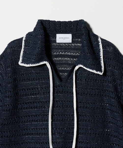 UNITED ARROWS(ユナイテッドアローズ)の「アイレット バイカラー ニット(ニット/セーター・レディース・ネイビー/オフホワイト・FREE)」の13枚目の写真