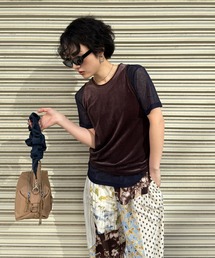 Ameri（アメリ）の「MEDI SHEER VELOUR SET TOP（Tシャツ/カットソー）」