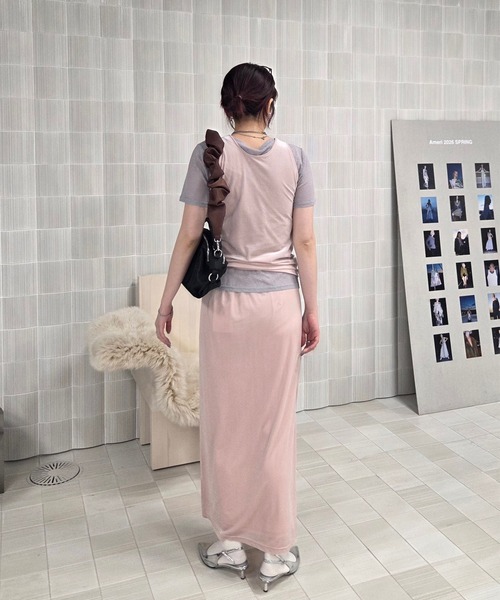Ameri(アメリ)の「MEDI SHEER VELOUR SET TOP(Tシャツ/カットソー・レディース・アイボリー/ピンク/ブラウン・FREE)」の12枚目の写真