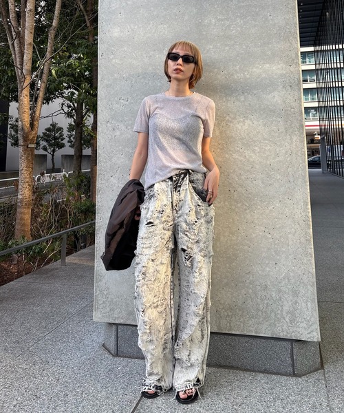 Ameri(アメリ)の「MEDI SHEER VELOUR SET TOP(Tシャツ/カットソー・レディース・アイボリー/ピンク/ブラウン・FREE)」の15枚目の写真