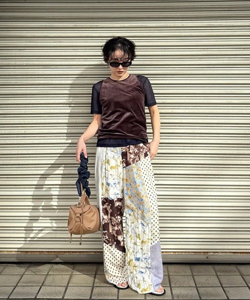Ameri(アメリ)の「MEDI SHEER VELOUR SET TOP(Tシャツ/カットソー・レディース・アイボリー/ピンク/ブラウン・FREE)」の7枚目の写真