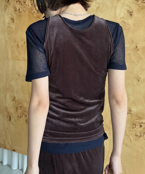 Ameri(アメリ)の「MEDI SHEER VELOUR SET TOP(Tシャツ/カットソー・レディース・アイボリー/ピンク/ブラウン・FREE)」の10枚目の写真