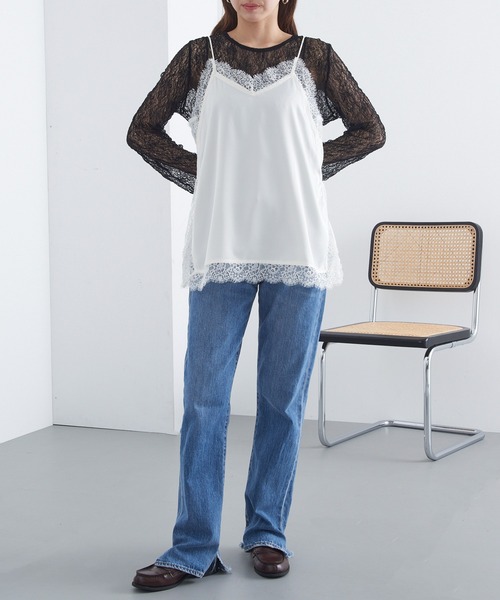 MAGASIN DE MODE Chou Chou(マガジンデモードシュシュ)の「【MAGASIN DE MODE Chou Chou】サテンレースキャミ レイヤード XNN(キャミソール・レディース・ブラック/アイボリー/ブラウン・FREE)」の10枚目の写真