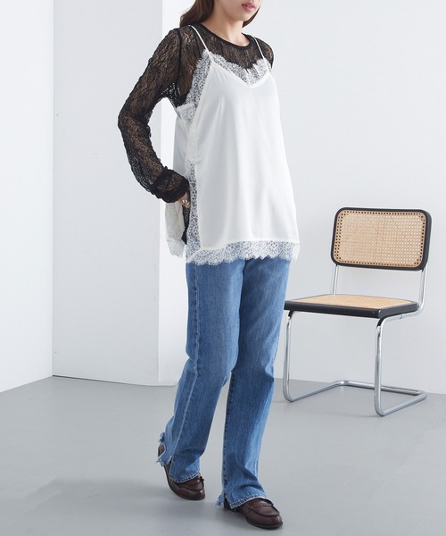 MAGASIN DE MODE Chou Chou(マガジンデモードシュシュ)の「【MAGASIN DE MODE Chou Chou】サテンレースキャミ レイヤード XNN(キャミソール・レディース・ブラック/アイボリー/ブラウン・FREE)」の11枚目の写真