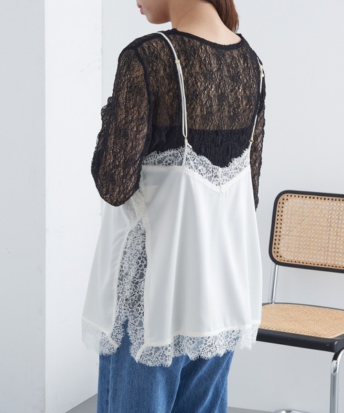 MAGASIN DE MODE Chou Chou(マガジンデモードシュシュ)の「【MAGASIN DE MODE Chou Chou】サテンレースキャミ レイヤード XNN(キャミソール・レディース・ブラック/アイボリー/ブラウン・FREE)」の8枚目の写真