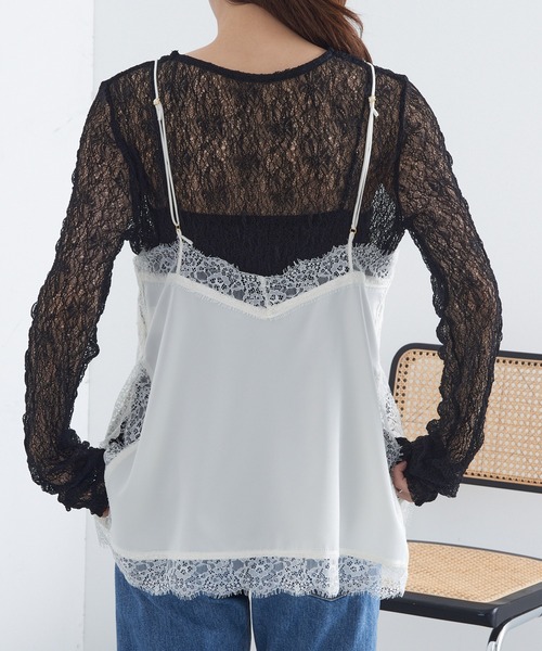 MAGASIN DE MODE Chou Chou(マガジンデモードシュシュ)の「【MAGASIN DE MODE Chou Chou】サテンレースキャミ レイヤード XNN(キャミソール・レディース・ブラック/アイボリー/ブラウン・FREE)」の9枚目の写真
