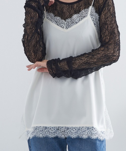 MAGASIN DE MODE Chou Chou(マガジンデモードシュシュ)の「【MAGASIN DE MODE Chou Chou】サテンレースキャミ レイヤード XNN(キャミソール・レディース・ブラック/アイボリー/ブラウン・FREE)」の7枚目の写真