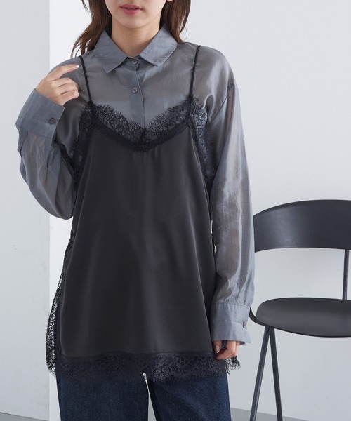 MAGASIN DE MODE Chou Chou(マガジンデモードシュシュ)の「【MAGASIN DE MODE Chou Chou】サテンレースキャミ レイヤード XNN(キャミソール・レディース・ブラック/アイボリー/ブラウン・FREE)」の12枚目の写真