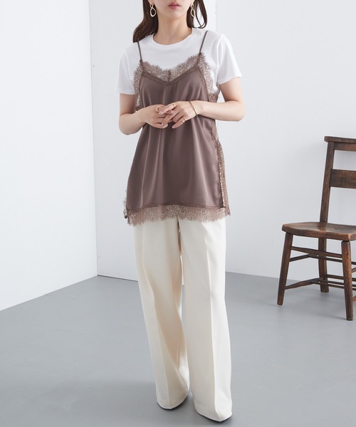 MAGASIN DE MODE Chou Chou(マガジンデモードシュシュ)の「【MAGASIN DE MODE Chou Chou】サテンレースキャミ レイヤード XNN(キャミソール・レディース・ブラック/アイボリー/ブラウン・FREE)」の5枚目の写真