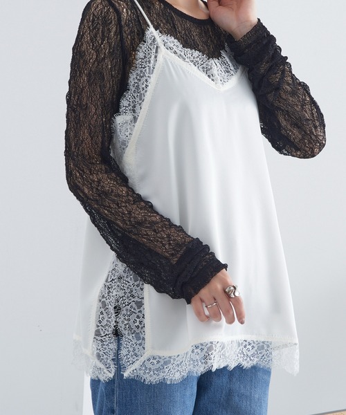 MAGASIN DE MODE Chou Chou(マガジンデモードシュシュ)の「【MAGASIN DE MODE Chou Chou】サテンレースキャミ レイヤード XNN(キャミソール・レディース・ブラック/アイボリー/ブラウン・FREE)」の21枚目の写真