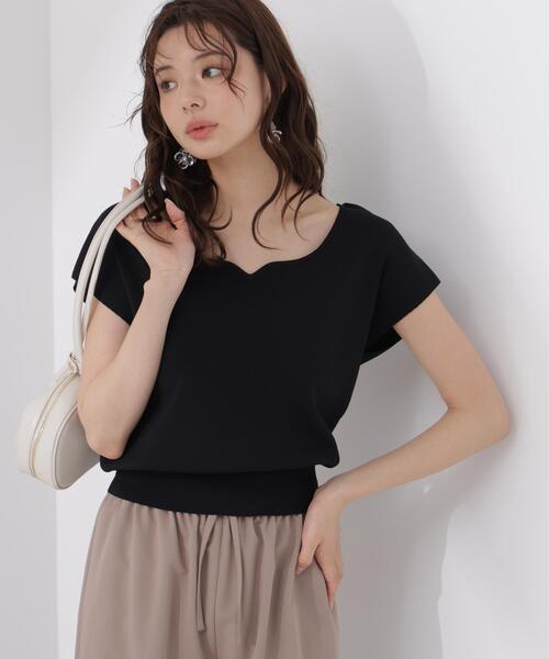 PROPORTION BODY DRESSING(プロポーションボディドレッシング)の「<ウォッシャブル/UVカット/接触冷感>総針ハートカットフレンチスリーブニット / 1216270600(ニット/セーター・レディース・ホワイト/レッド/グレー/ブルー/ブラック・FREE)」の1枚目の写真