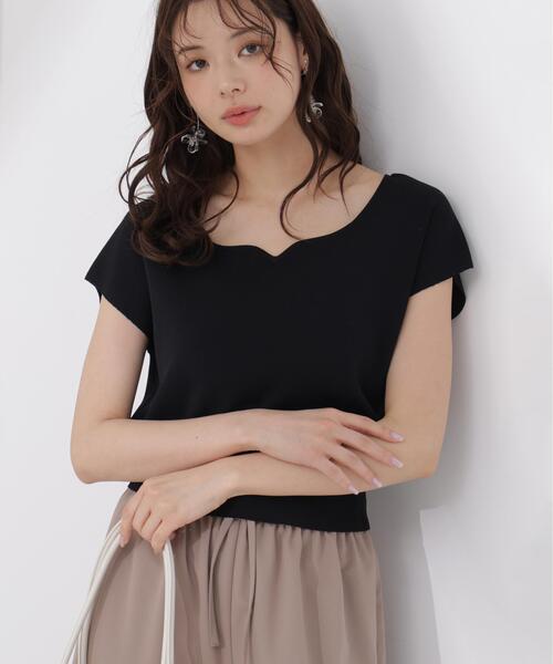 PROPORTION BODY DRESSING(プロポーションボディドレッシング)の「<ウォッシャブル/UVカット/接触冷感>総針ハートカットフレンチスリーブニット / 1216270600(ニット/セーター・レディース・ホワイト/レッド/グレー/ブルー/ブラック・FREE)」の7枚目の写真