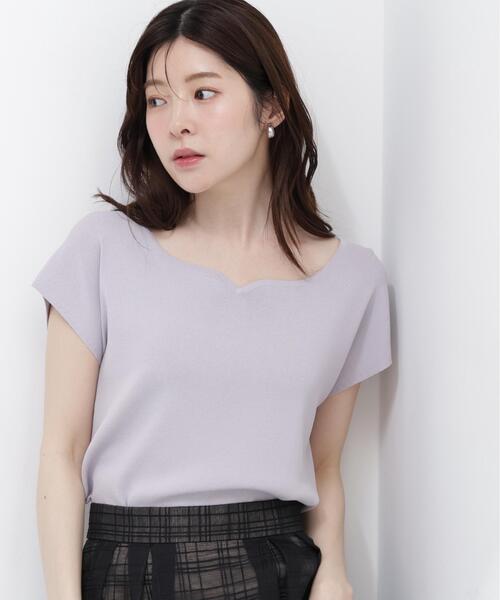 PROPORTION BODY DRESSING(プロポーションボディドレッシング)の「<ウォッシャブル/UVカット/接触冷感>総針ハートカットフレンチスリーブニット / 1216270600(ニット/セーター・レディース・ホワイト/レッド/グレー/ブルー/ブラック・FREE)」の6枚目の写真