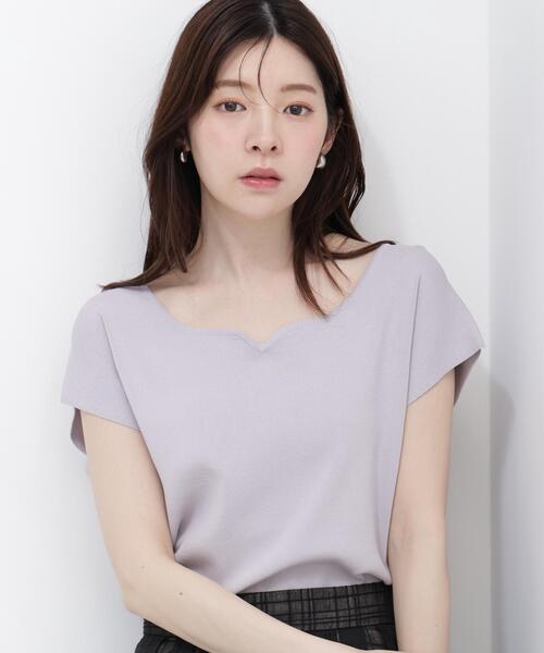 PROPORTION BODY DRESSING(プロポーションボディドレッシング)の「<ウォッシャブル/UVカット/接触冷感>総針ハートカットフレンチスリーブニット / 1216270600(ニット/セーター・レディース・ホワイト/レッド/グレー/ブルー/ブラック・FREE)」の7枚目の写真