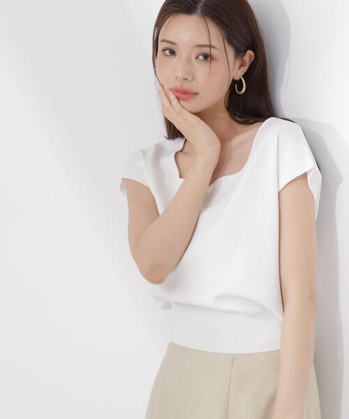 PROPORTION BODY DRESSING(プロポーションボディドレッシング)の「<ウォッシャブル/UVカット/接触冷感>総針ハートカットフレンチスリーブニット / 1216270600(ニット/セーター・レディース・ホワイト/レッド/グレー/ブルー/ブラック・FREE)」の14枚目の写真