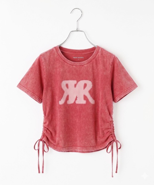 repipi armario(レピピ アルマリオ)の「twinRサイドシャーリングTシャツ(Tシャツ/カットソー・キッズ・オフホワイト/ブルー/ブラック/ピンク/レッド・SMALL/MEDIUM/LARGE)」の5枚目の写真