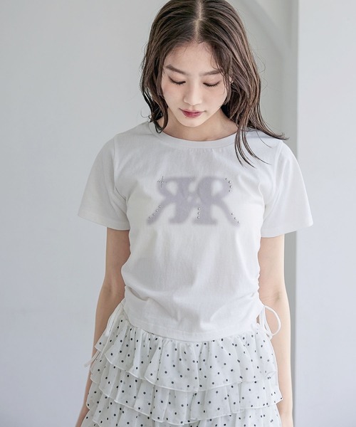 repipi armario(レピピ アルマリオ)の「twinRサイドシャーリングTシャツ(Tシャツ/カットソー・キッズ・オフホワイト/ブルー/ブラック/ピンク/レッド・SMALL/MEDIUM/LARGE)」の12枚目の写真