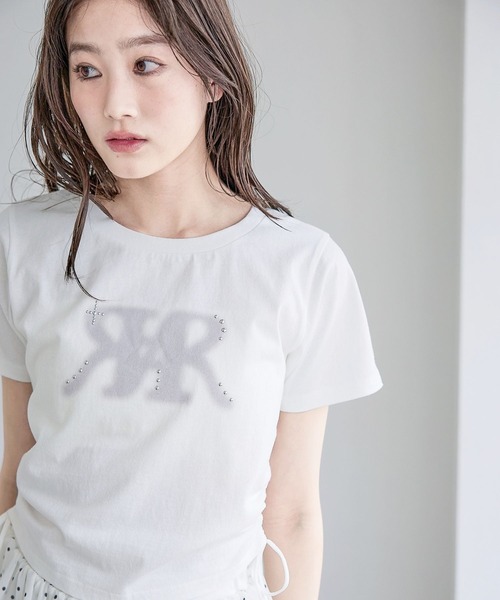 repipi armario(レピピ アルマリオ)の「twinRサイドシャーリングTシャツ(Tシャツ/カットソー・キッズ・オフホワイト/ブルー/ブラック/ピンク/レッド・SMALL/MEDIUM/LARGE)」の13枚目の写真
