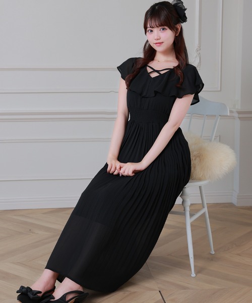 Anely(アネリー)の「Anely ラッフル フリル プリーツ ロング ワンピース(ワンピース・レディース・アイボリー/ブラック・FREE)」の19枚目の写真