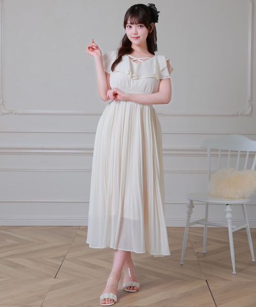 Anely(アネリー)の「Anely ラッフル フリル プリーツ ロング ワンピース(ワンピース・レディース・アイボリー/ブラック・FREE)」の8枚目の写真