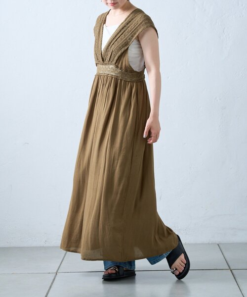 CIAOPANIC TYPY(チャオパニックティピー)の「【willow】レース切替バックシャンワンピース(ワンピース・レディース・ブラック/カーキ・ONE SIZE)」の1枚目の写真