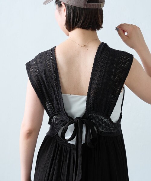 CIAOPANIC TYPY(チャオパニックティピー)の「【willow】レース切替バックシャンワンピース(ワンピース・レディース・ブラック/カーキ・ONE SIZE)」の2枚目の写真