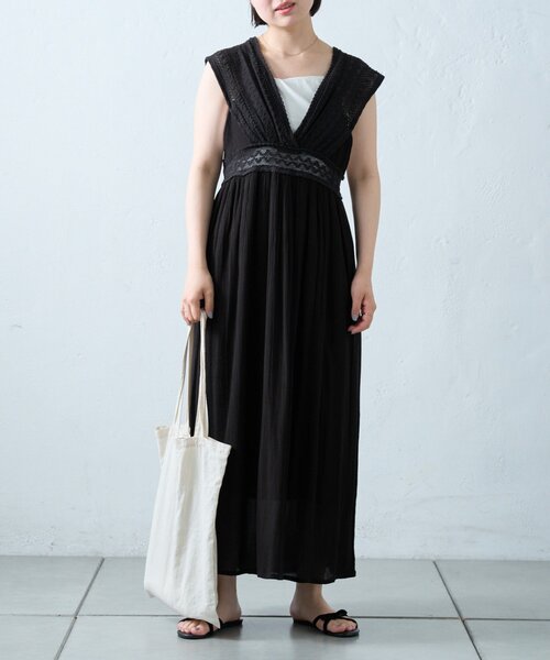 CIAOPANIC TYPY(チャオパニックティピー)の「【willow】レース切替バックシャンワンピース(ワンピース・レディース・ブラック/カーキ・ONE SIZE)」の9枚目の写真