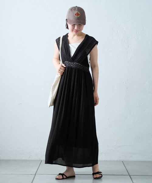 CIAOPANIC TYPY(チャオパニックティピー)の「【willow】レース切替バックシャンワンピース(ワンピース・レディース・ブラック/カーキ・ONE SIZE)」の8枚目の写真