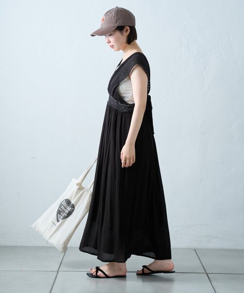 CIAOPANIC TYPY(チャオパニックティピー)の「【willow】レース切替バックシャンワンピース(ワンピース・レディース・ブラック/カーキ・ONE SIZE)」の7枚目の写真