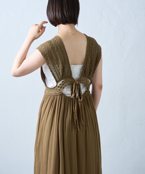 CIAOPANIC TYPY(チャオパニックティピー)の「【willow】レース切替バックシャンワンピース(ワンピース・レディース・ブラック/カーキ・ONE SIZE)」の3枚目の写真