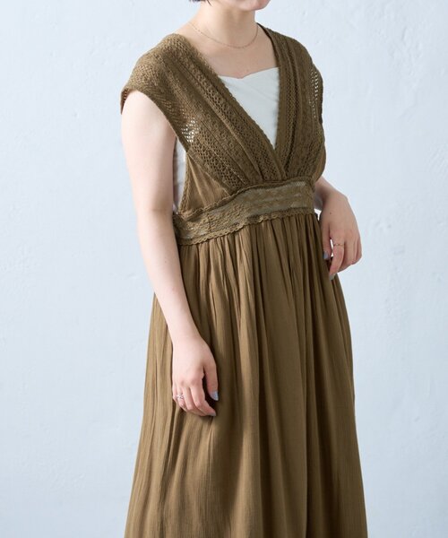 CIAOPANIC TYPY(チャオパニックティピー)の「【willow】レース切替バックシャンワンピース(ワンピース・レディース・ブラック/カーキ・ONE SIZE)」の13枚目の写真