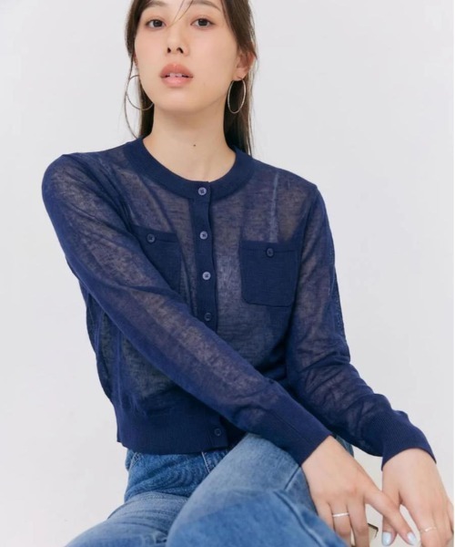 BLUE×PALANG（ブルーパラン）の「SHEER POCKET CARDIGAN（カーディガン/ボレロ・レディース・ライトブルー/スカイブルー/ロイヤルブルー/ネイビー・FREE）」の3枚目の写真